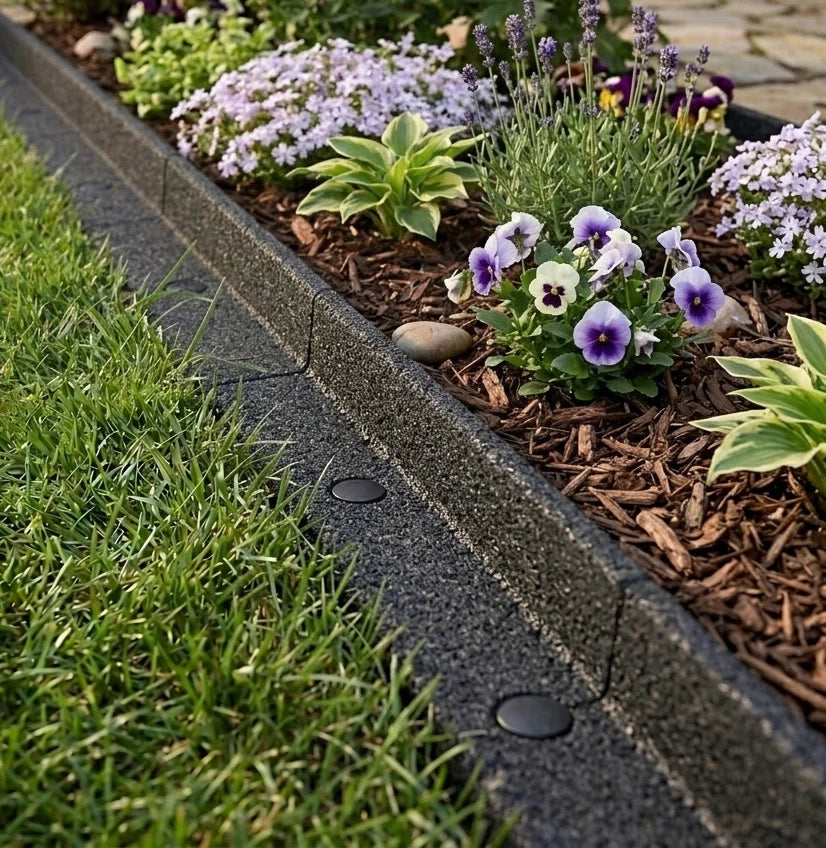 Bordura Flessibile da Giardino 36 x 1,2 m Grigio con Martello in Gomma