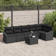 Set Divano da Giardino con cuscino 7 pcs Nero polyrattan 3355422