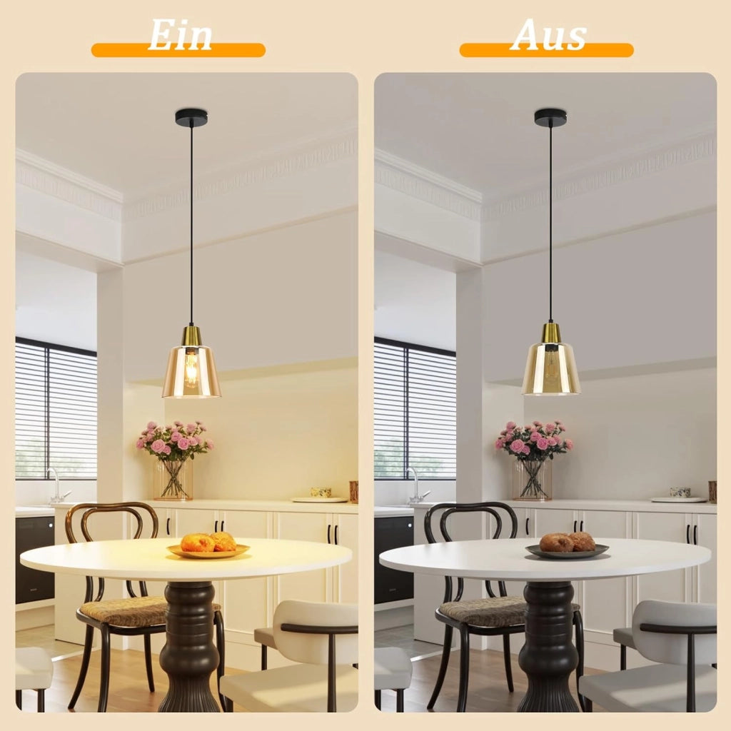 Lampada a Sospensione ZMH 1 luce trasparente E27 per sala da pranzo e camera da letto d¡®albergo