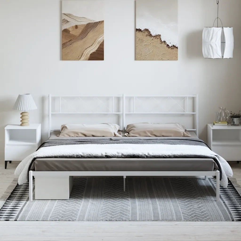 Giroletto con Testiera Metallo Bianco 193x203 cm 372332