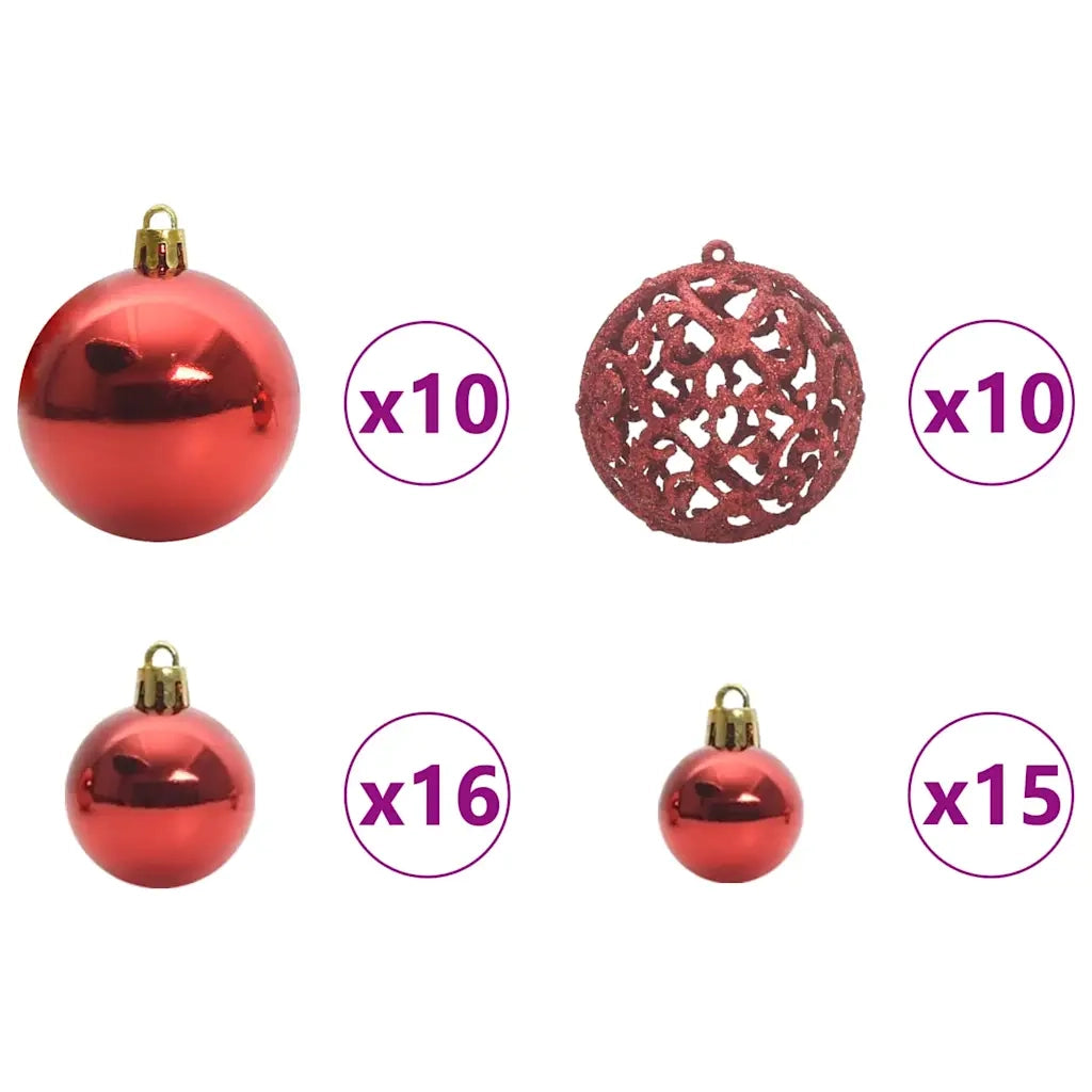 Albero di Natale Artificiale Pre-illuminato con Set di Palline
