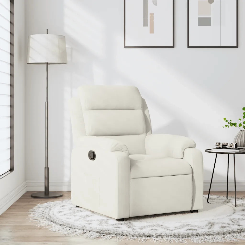 Poltrona | Sedia Relax Reclinabile Crema in Velluto