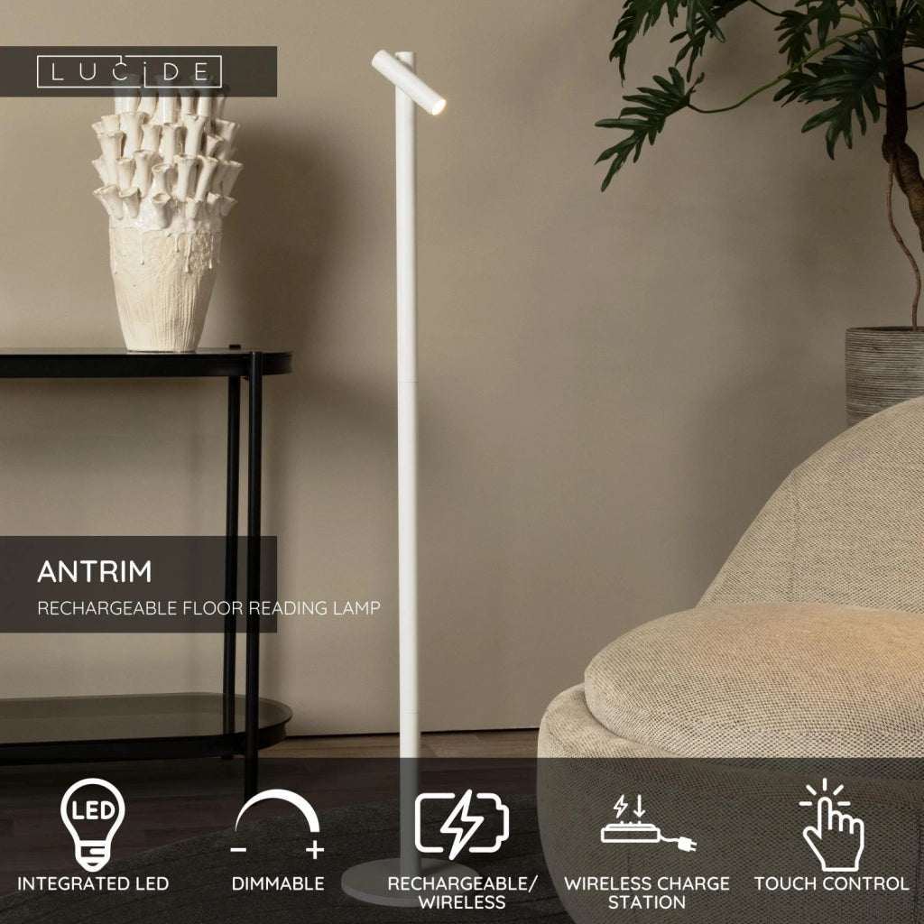 Lampada da terra LED ANTRIM bianca IP54 Lucide