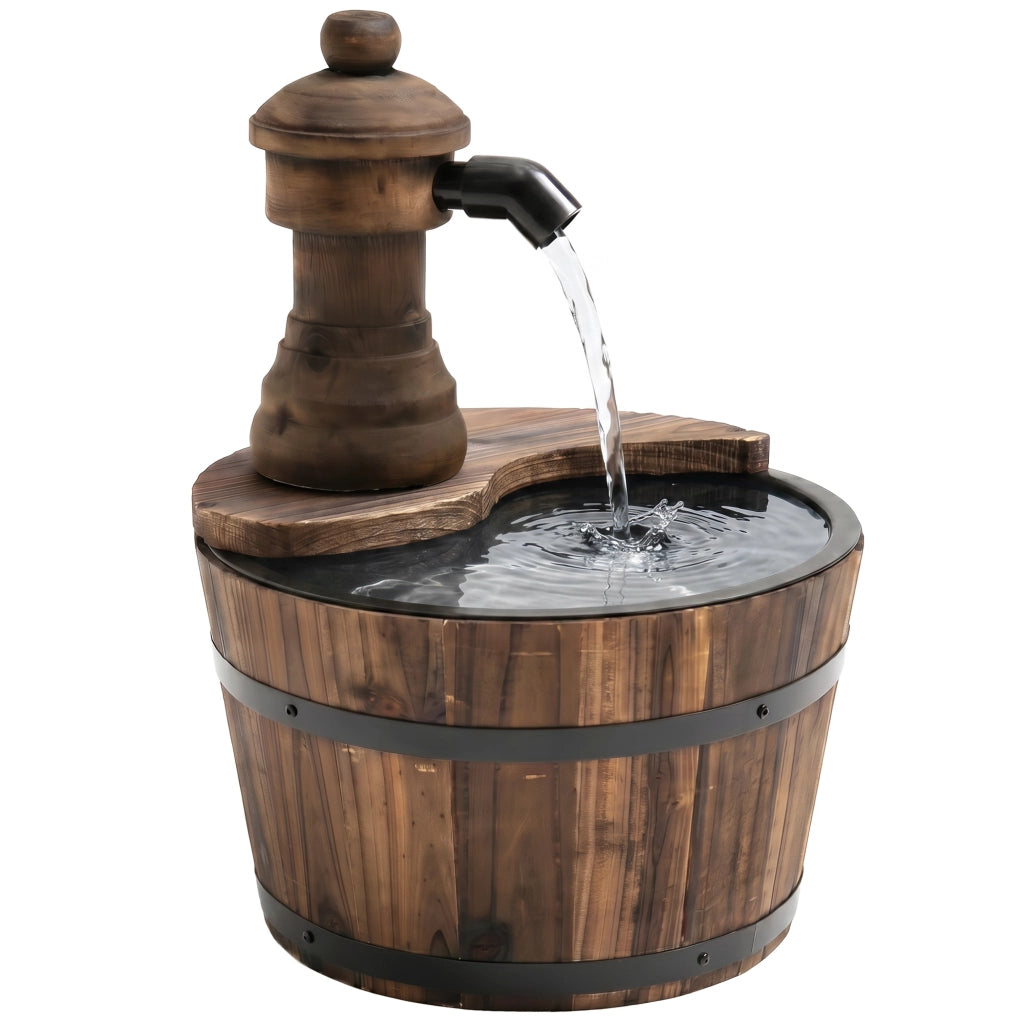 Fontana a Cascata da Giardino ¨C Xylo ¨C Legno Naturale con Pompa Elettrica 27x27x37 cm