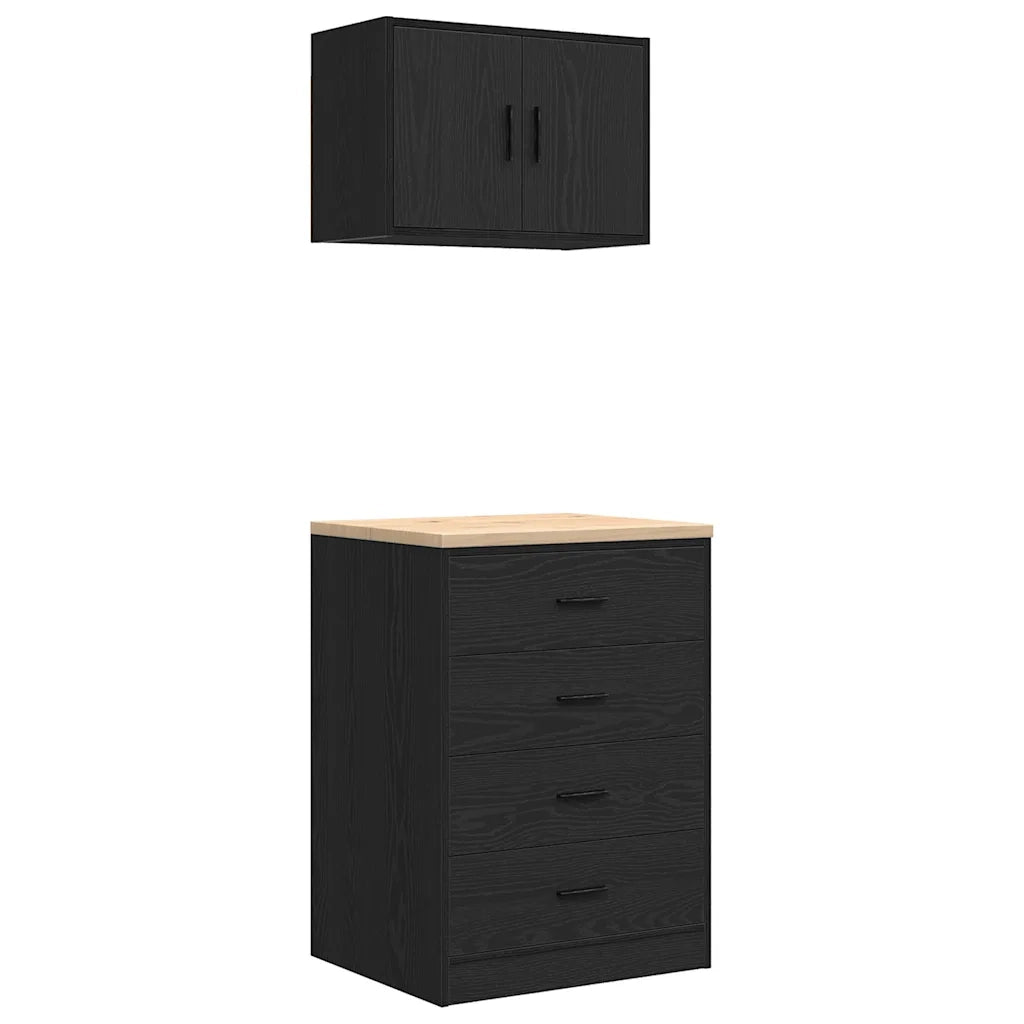 Armadi da Garage 2 pz Neri in Legno Multistrato 3328333