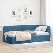 Cornice del letto ad angolo Blu 90 x 200 cm Velluto 42016532