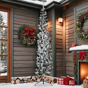 Albero Natale Artificiale Sottile a Metà Neve Fioccata 210 cm 344607