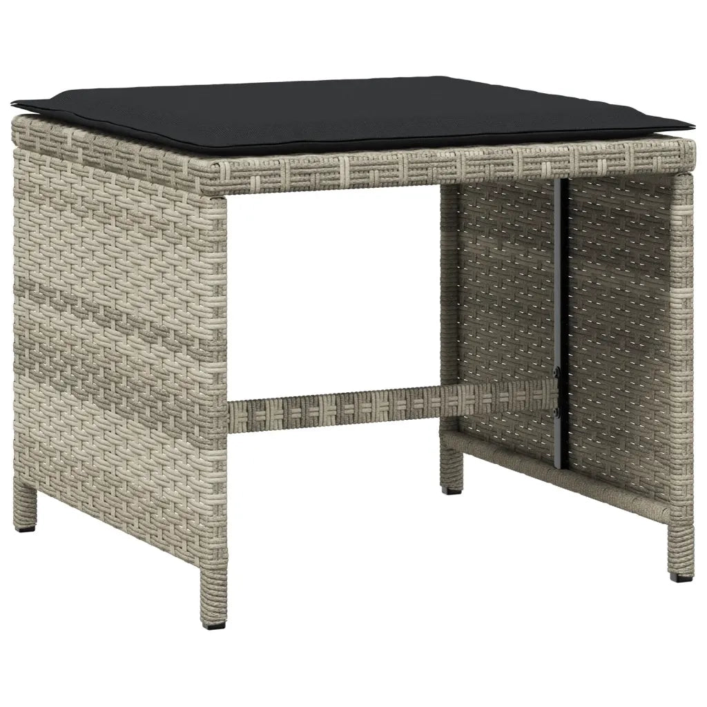 Set Pranzo da Giardino 9pz con Cuscini Grigio Chiaro Polyrattan 3277726