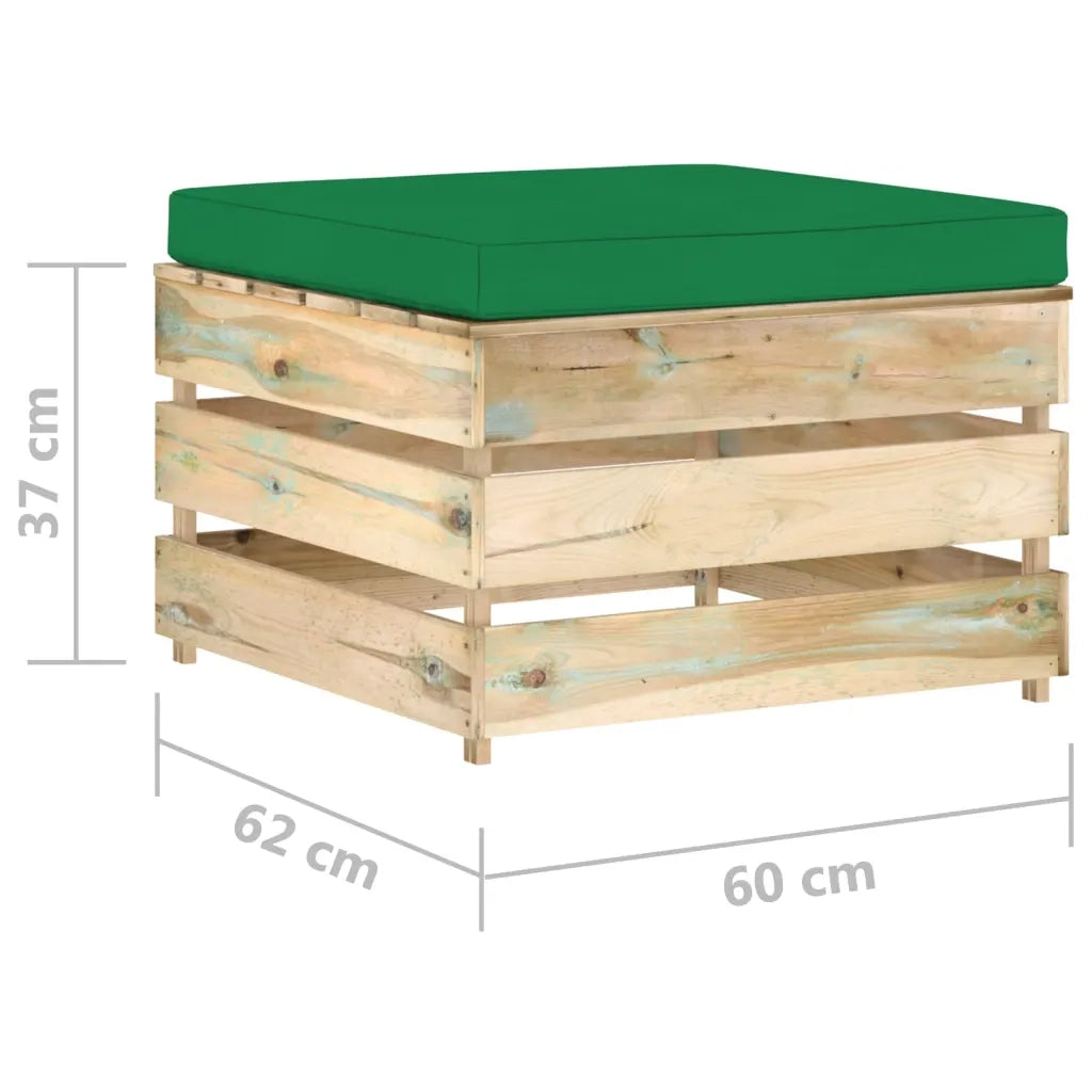 Set Salotto da Giardino 2 pz con Cuscini Legno Impregnato Verde 3074536