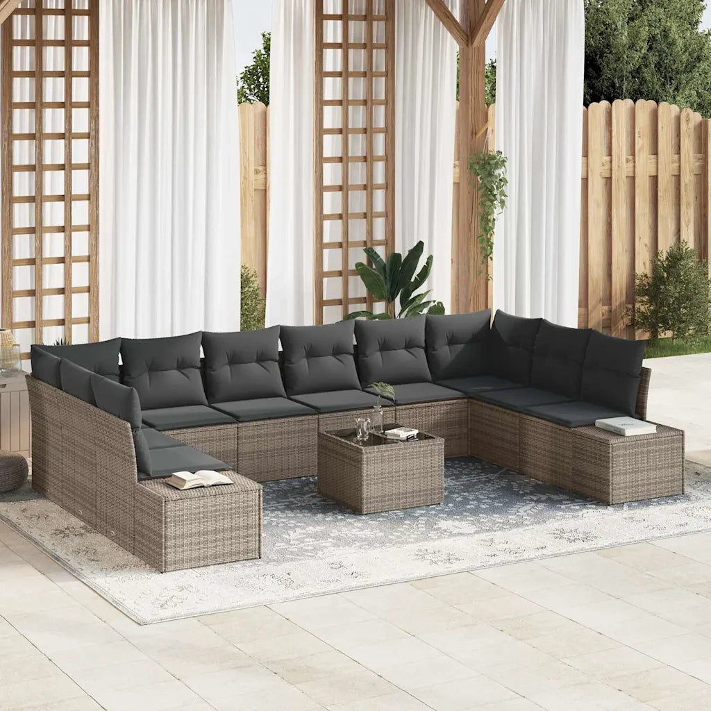Set Divano da Giardino con cuscino 11 pcs Grigio polyrattan 3347249