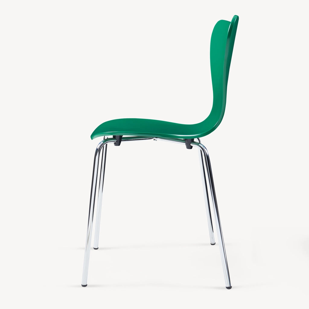 Set di 4 Sedie da Sala Essunga Impilabili - Verde / Cromato [en.casa]