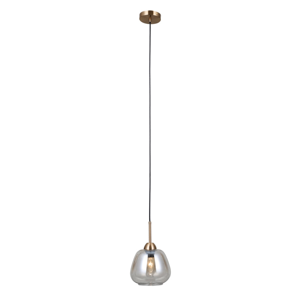 Lampada a sospensione minimal oro vetro ambra E27 Italux
