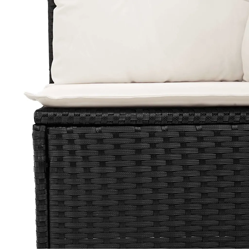 Set Divano da Giardino 6 pz con Cuscini Nero in Polyrattan 3326884