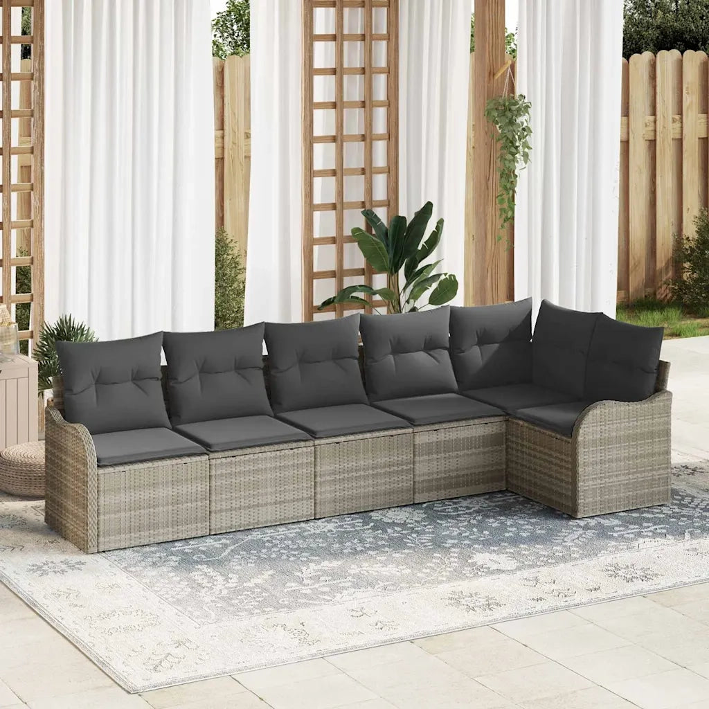 Set Divano da Giardino Grigio chiaro polyrattan