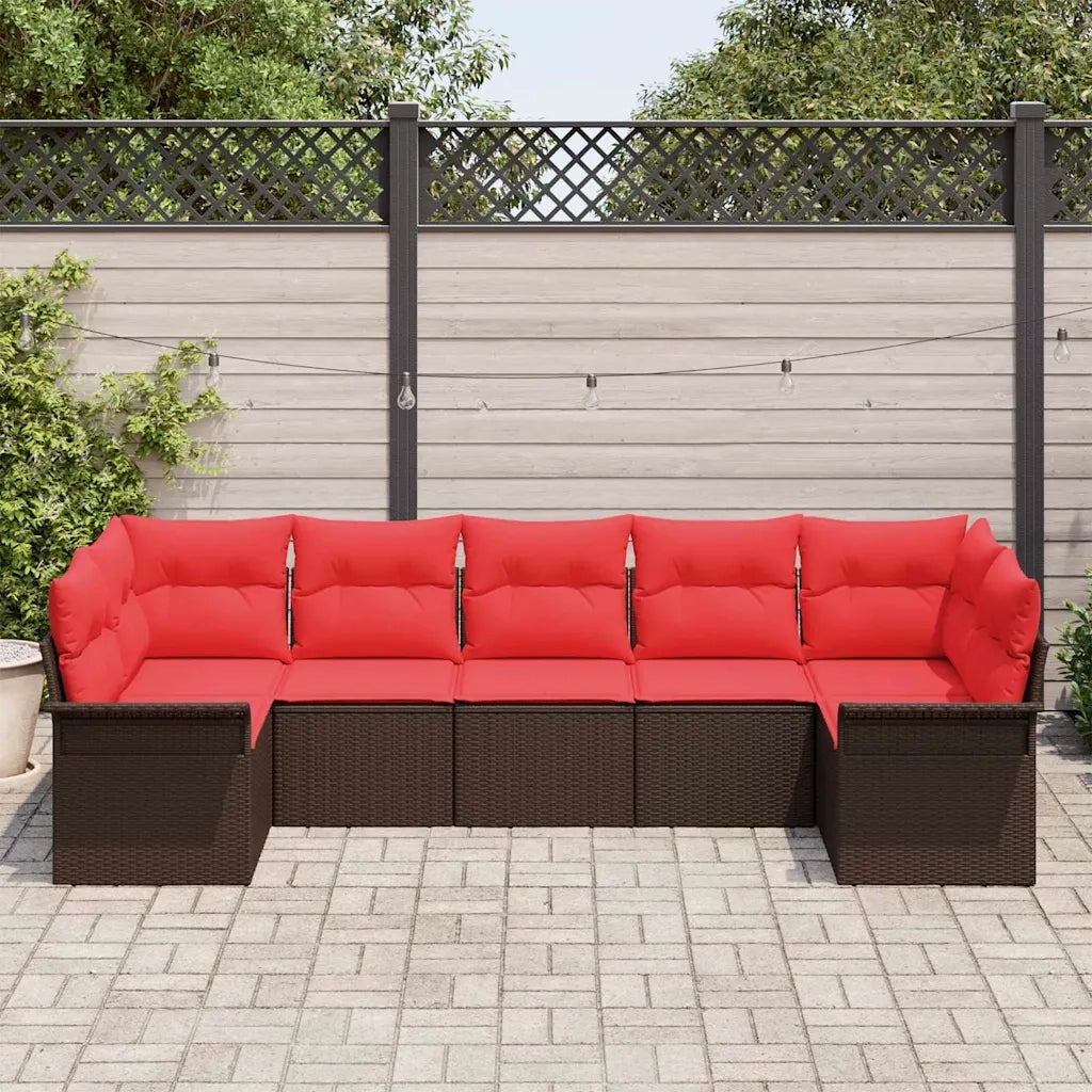 Set Divano da Giardino 7 pcs Marrone Poly Rattan 3354183