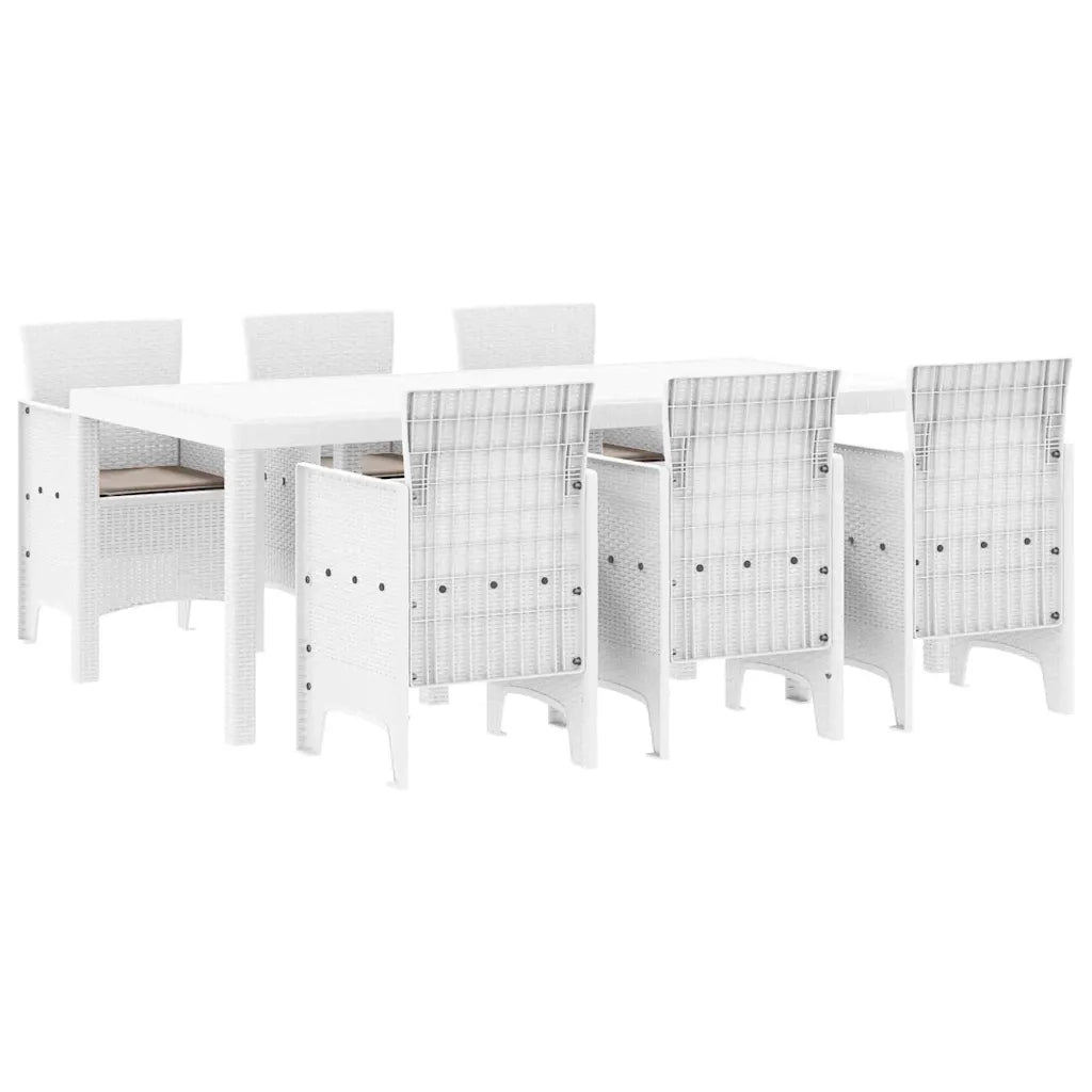Set da Pranzo per Giardino 7 pcs Bianco Polipropilene 3378723