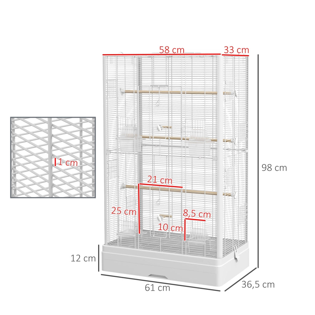 Gabbia per Uccelli ¨C Minimal ¨C Bianco 61x36.5x98 cm