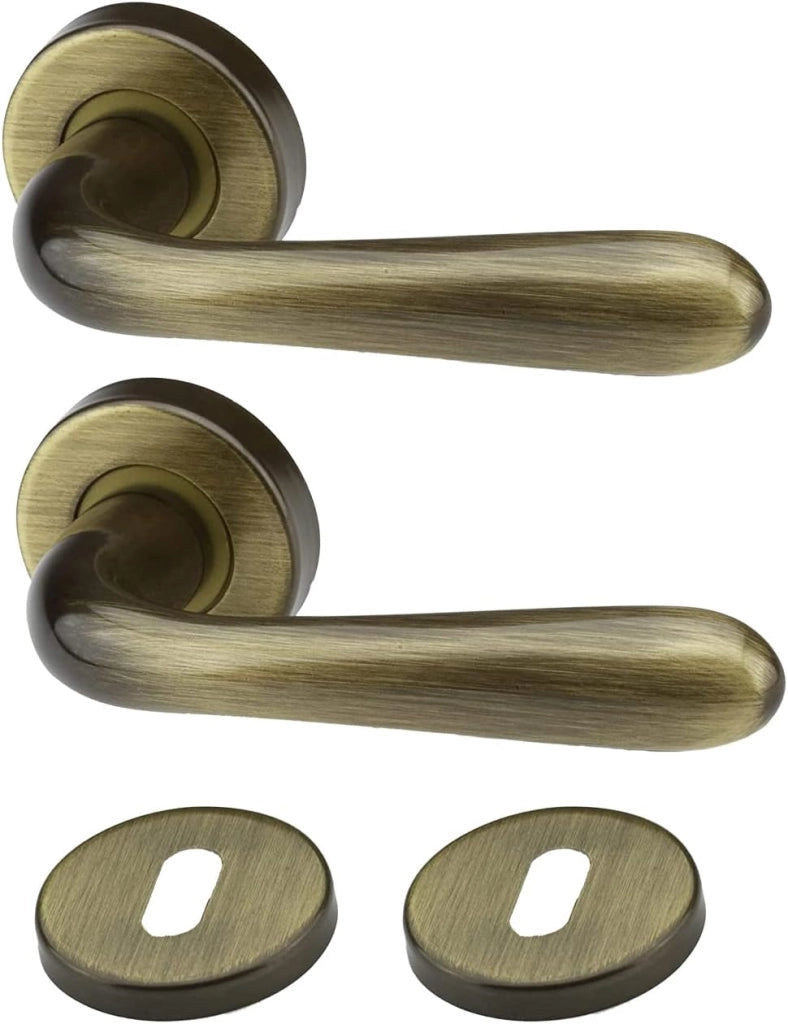 Coppia maniglie per porta interna tonda goccia bronzato