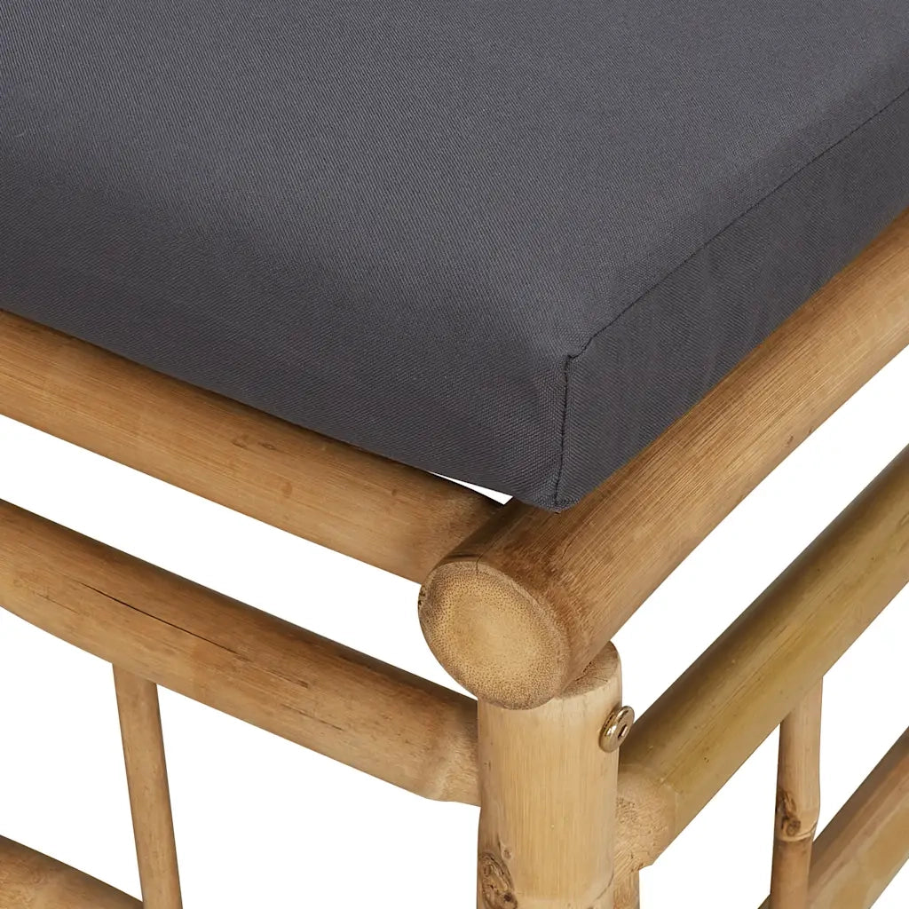 Poggiapiedi da Giardino con Cuscino Grigio Scuro in Bambù 362310