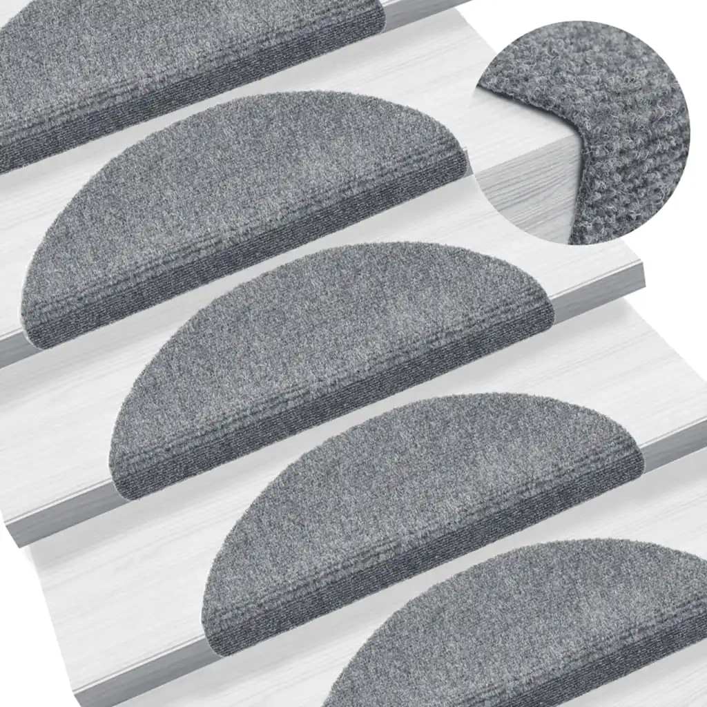 Tappetini per scale autoadesivi 20 pz 56x17x3 cm Grigio chiaro semicircolari 3365670