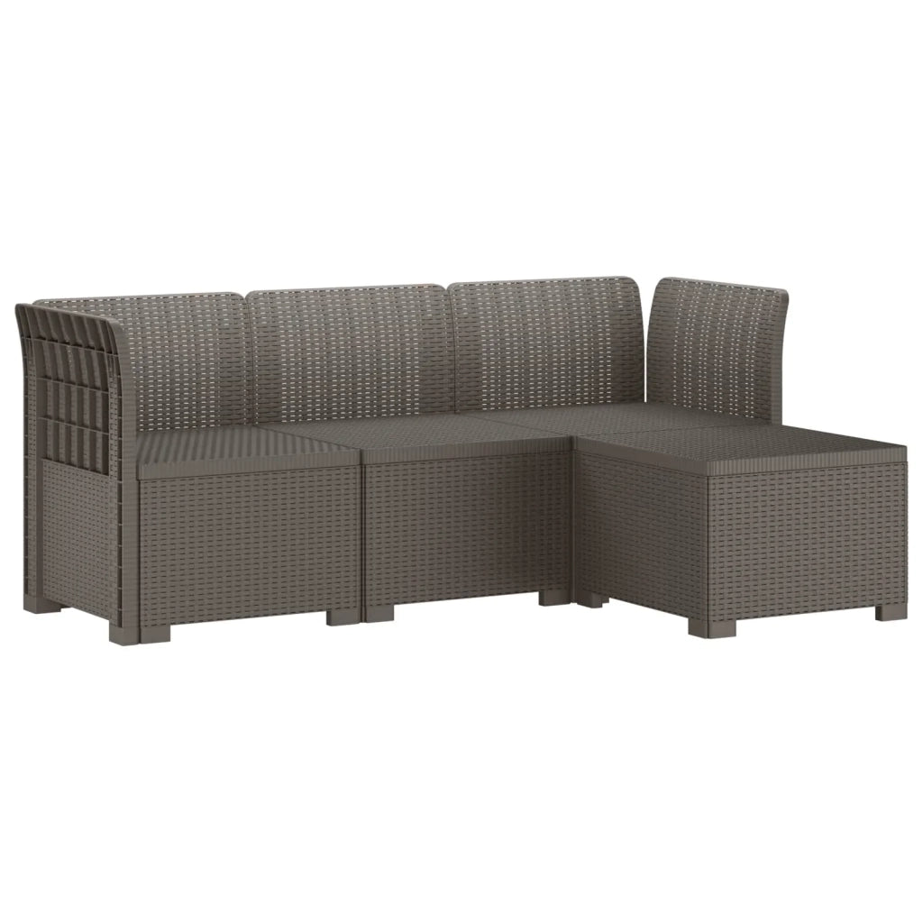 Divano da esterno-Divano da Giardino 4 posti aspetto rattan PP Grigio Chiaro