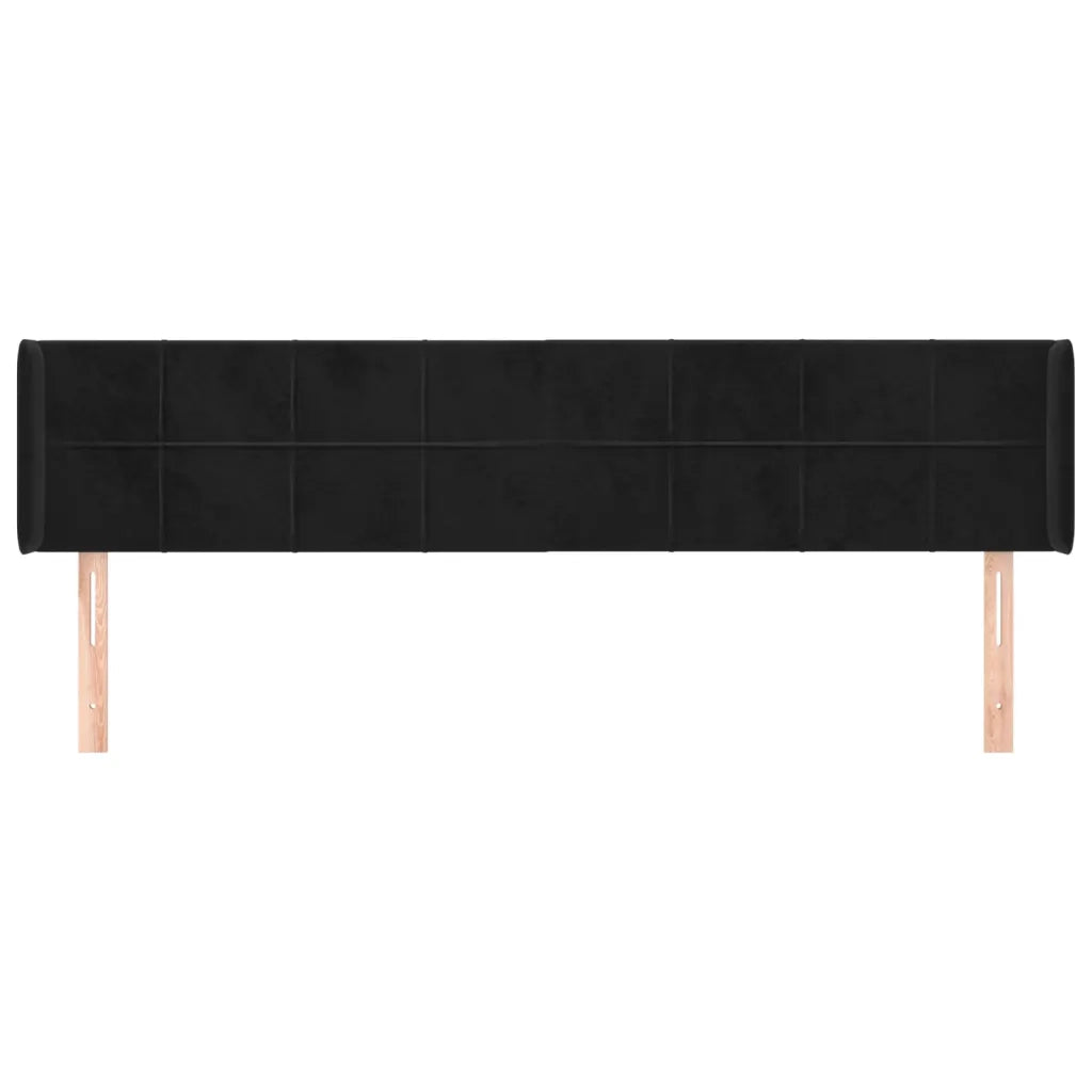 Testiera ad Orecchio-Testata con Orecchie Nera 203x16x78/88 cm in Velluto 779556