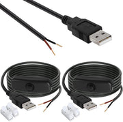 Cavo di alimentazione USB 2.0 tipo A con connettore a 2 pin per bus di alimentazione, con interruttore a 5V per LED-lichtbalk, 2 pezzi