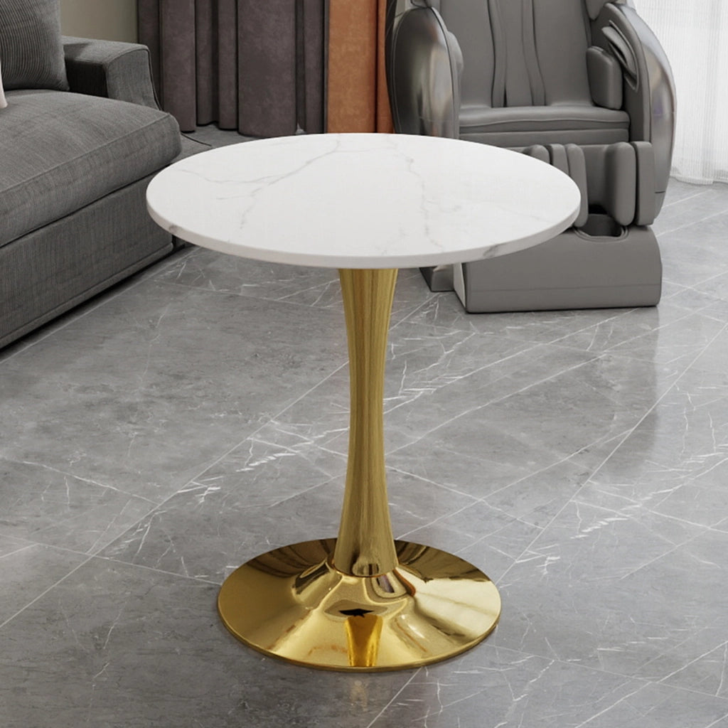 Tavolino da Caff¨¨ Rotondo ¨C MINIMAL ¨C Marmo Bianco, 70 cm