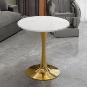 Tavolino da Caff¨¨ Rotondo ¨C MINIMAL ¨C Marmo Bianco, 70 cm