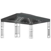 Gazebo | Pergolato con Stringa di Luci LED 3x4 m in Tessuto Antracite