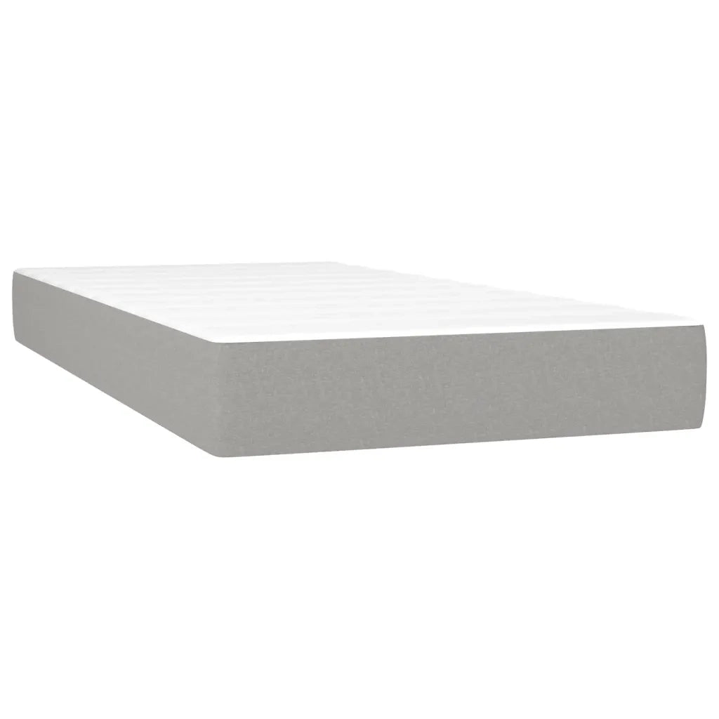 Letto singolo | Letto per adulti | Letto a Molle Materasso e LED Grigio Chiaro 90x190 cm Tessuto