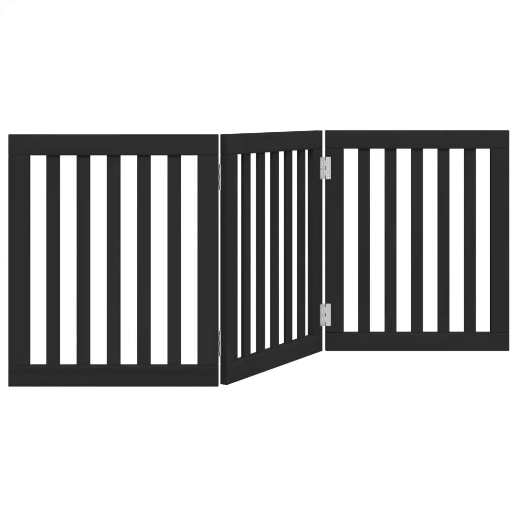 Cancello per Cani Pieghevole 3 Pannelli Nero 150cm Legno Pioppo 352252