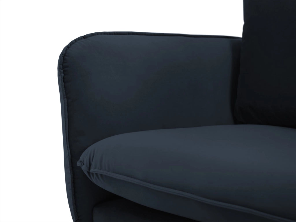 Cosmopolitan Design - Divano angolare sinistro "Vienna" 6 posti in velluto blu scuro 