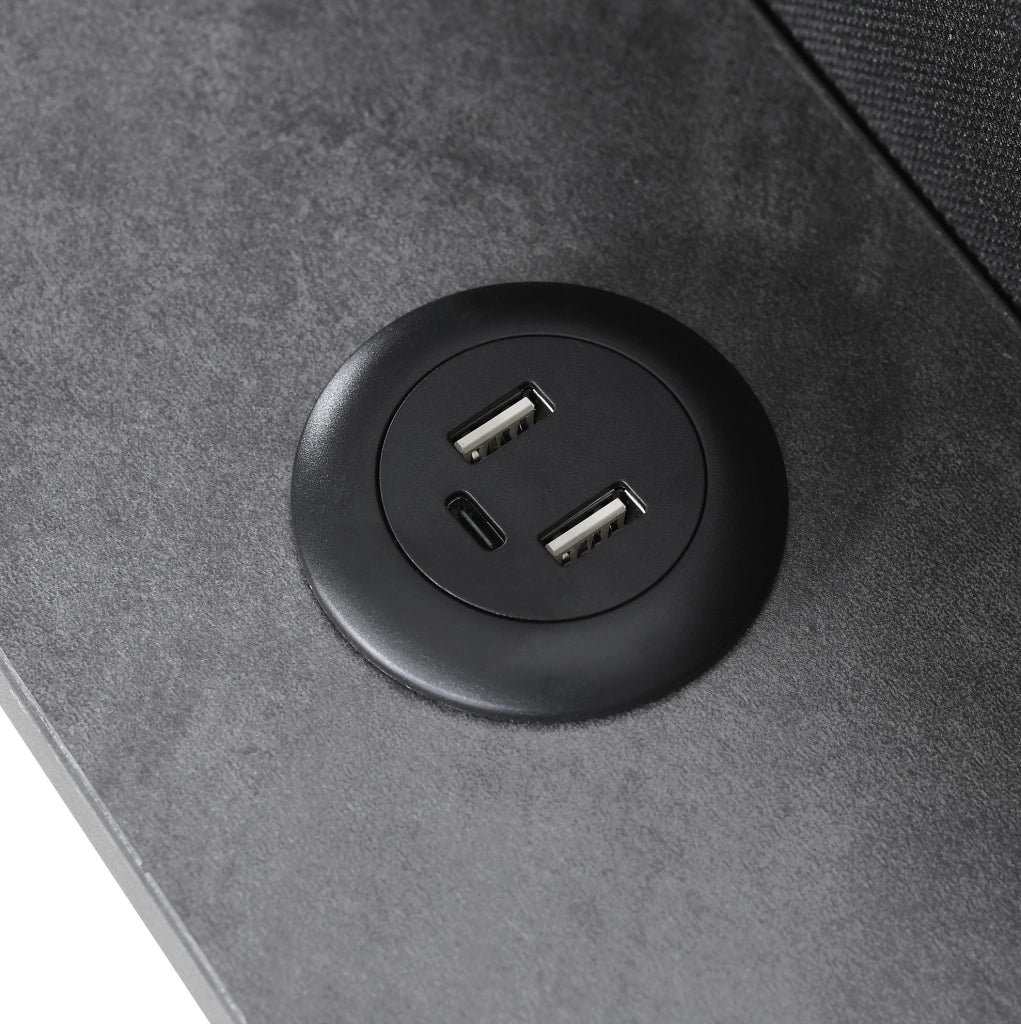 Letto matrimoniale con LED, USB e contenitore integrato