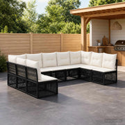 Set Divano da Giardino 9 pz Nero polyrattan 3434320