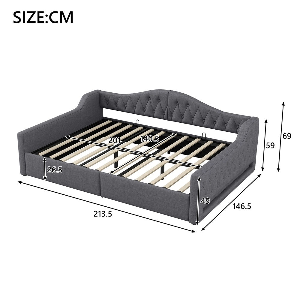 Letto Contenitore Imbottito con LED ¨C MINIMAL ¨C Grigio 140x200