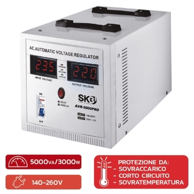 STABILIZZATORE ELETTRONICO DI TENSIONE PROFESSIONALE 5000VA 3000W SKB