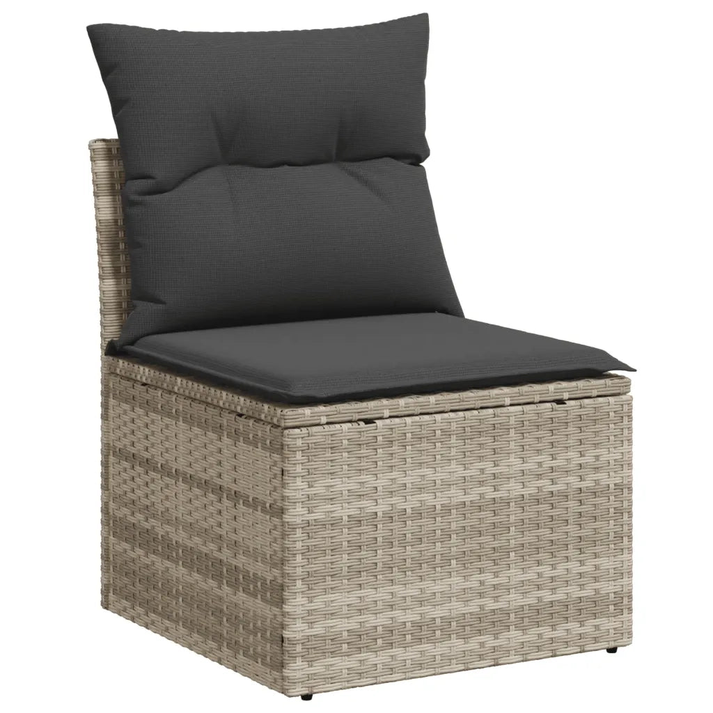 Set Divano da Giardino 9pz con Cuscini Grigio Chiaro Polyrattan 3221821