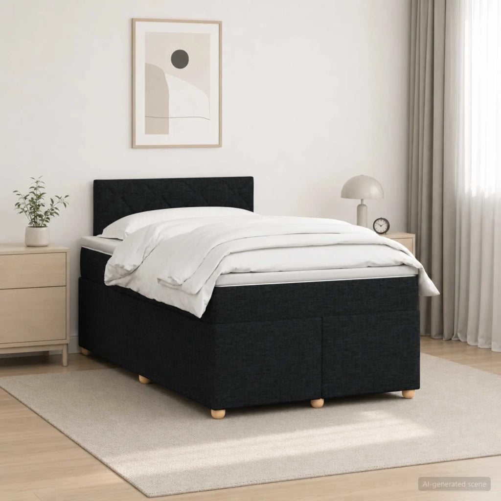 Letto box spring con materasso Nero 120 x 190 cm Tessuto 3450918