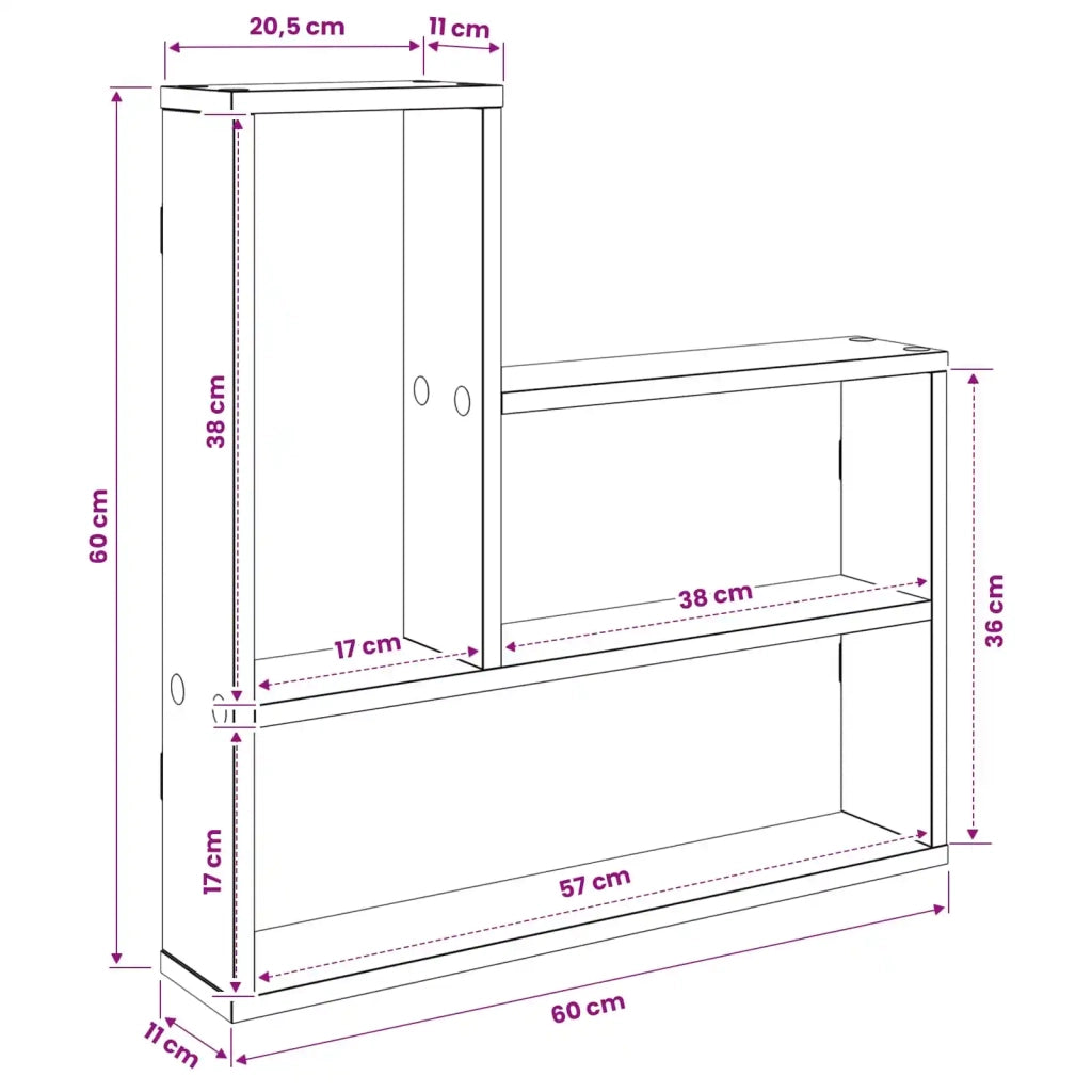 Scaffale da parete Sonoma grigio 60 x 11 x 60 cm 8012169