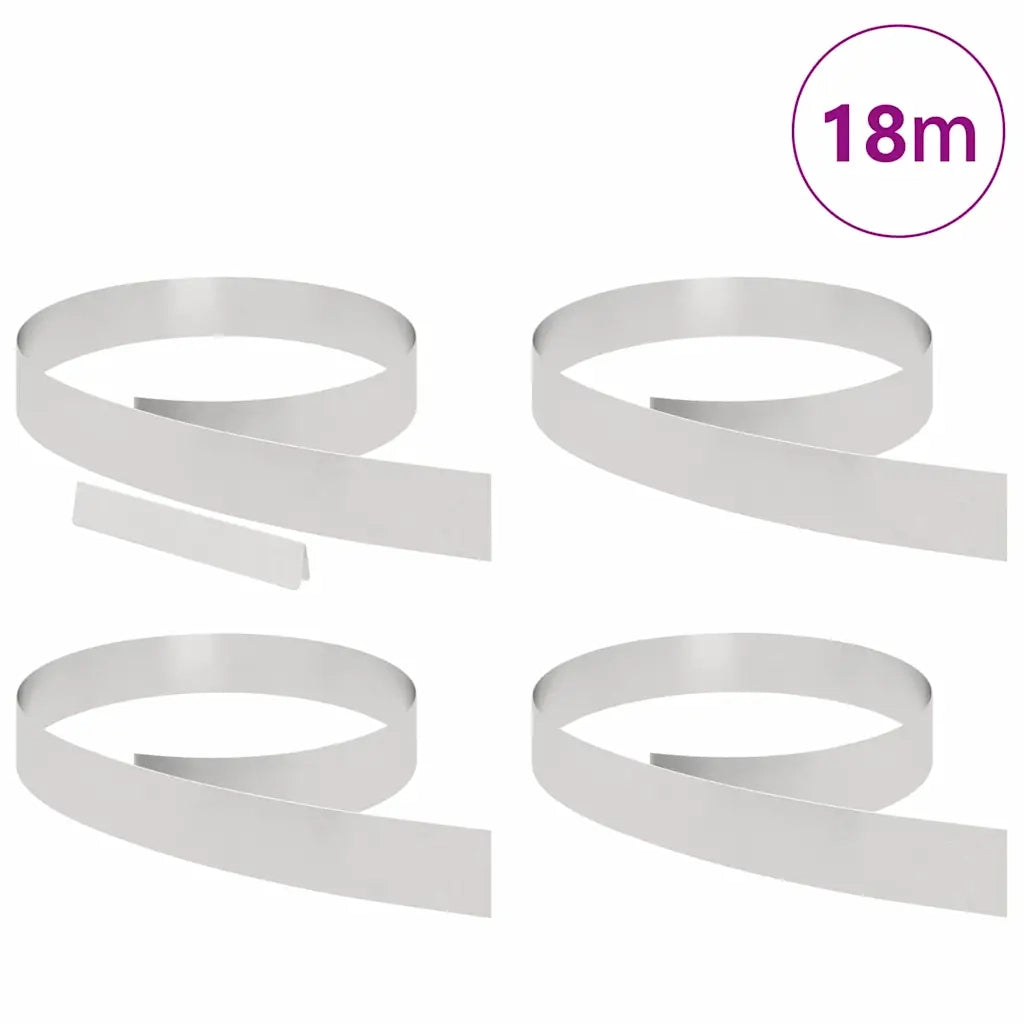 Bordura per Prato 4 pcs Argento 450 x 0,05 x 10 cm 868017