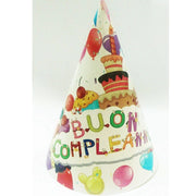 Trade Shop - Set 18 Pezzi Cappello Carta Cono Feste Buon Compleanno Monouso Compleanno -