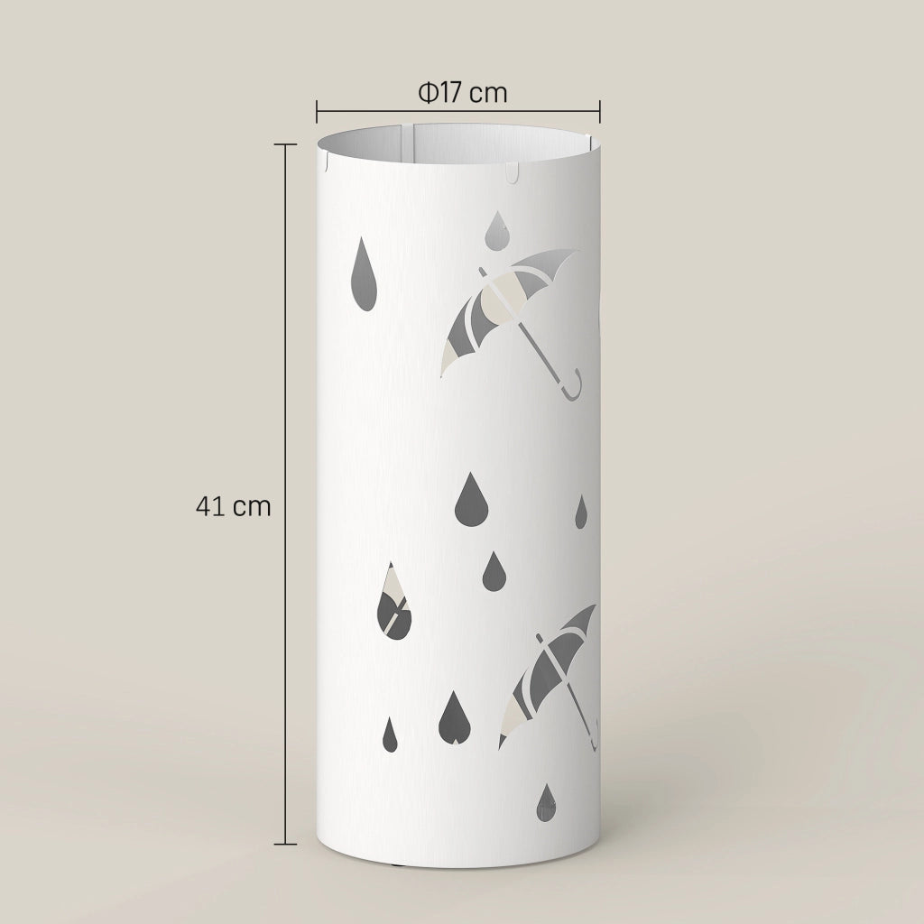 Portaombrelli cilindrico con vassoio e ganci ¨C Minimal ¨C bianco, 17x41 cm
