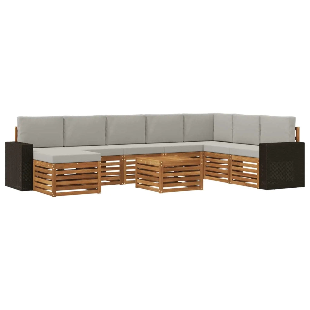 Set di divani da esterno 9 pcs Naturale e Grigio Chiaro 3384752