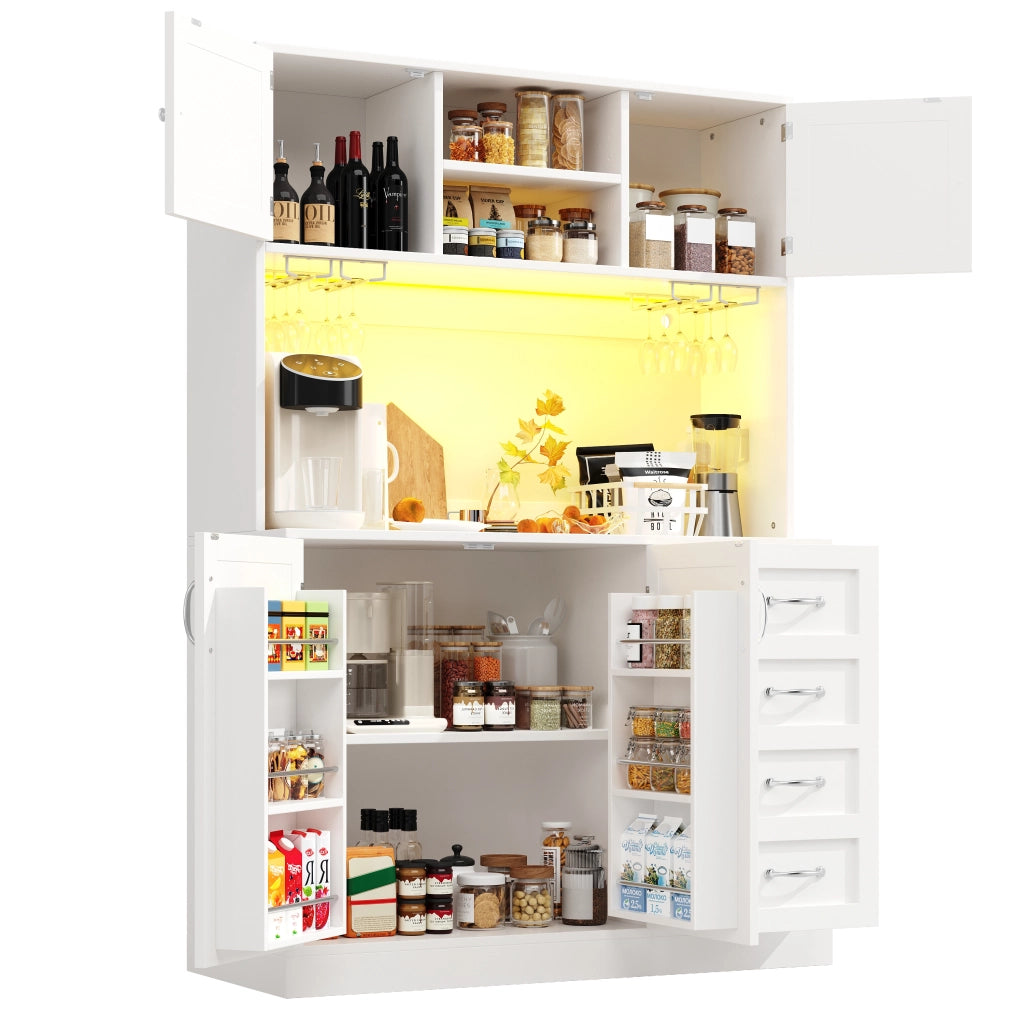 Mobile Buffet con LED, Cassetti e Ripiani ¨C MINIMAL ¨C Verde/Nero/Bianco 120x40x188