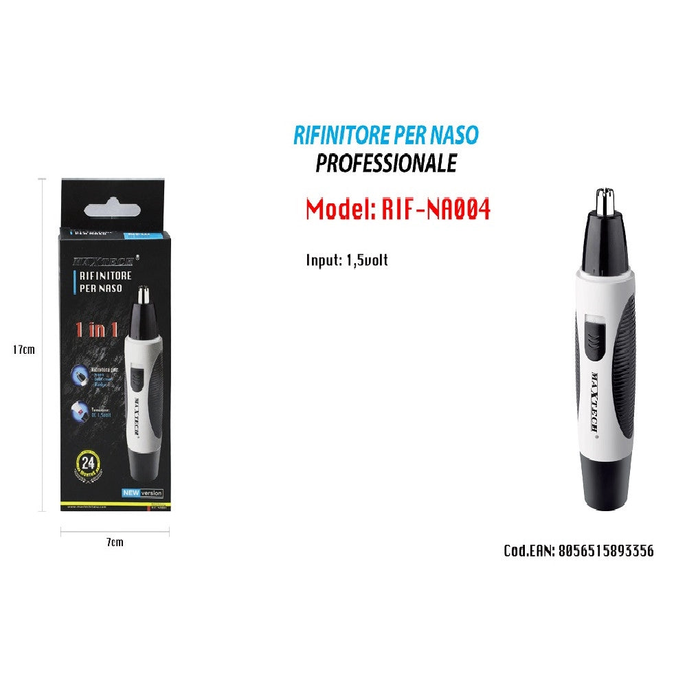 Trade Shop - Rasoio Rifinitore Per Peli Naso Orecchie Barba Uomo Maxtech Rif-na004 -