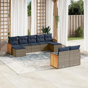 Set Divani da Giardino 9 pz con Cuscini Grigio in Polyrattan 3228084