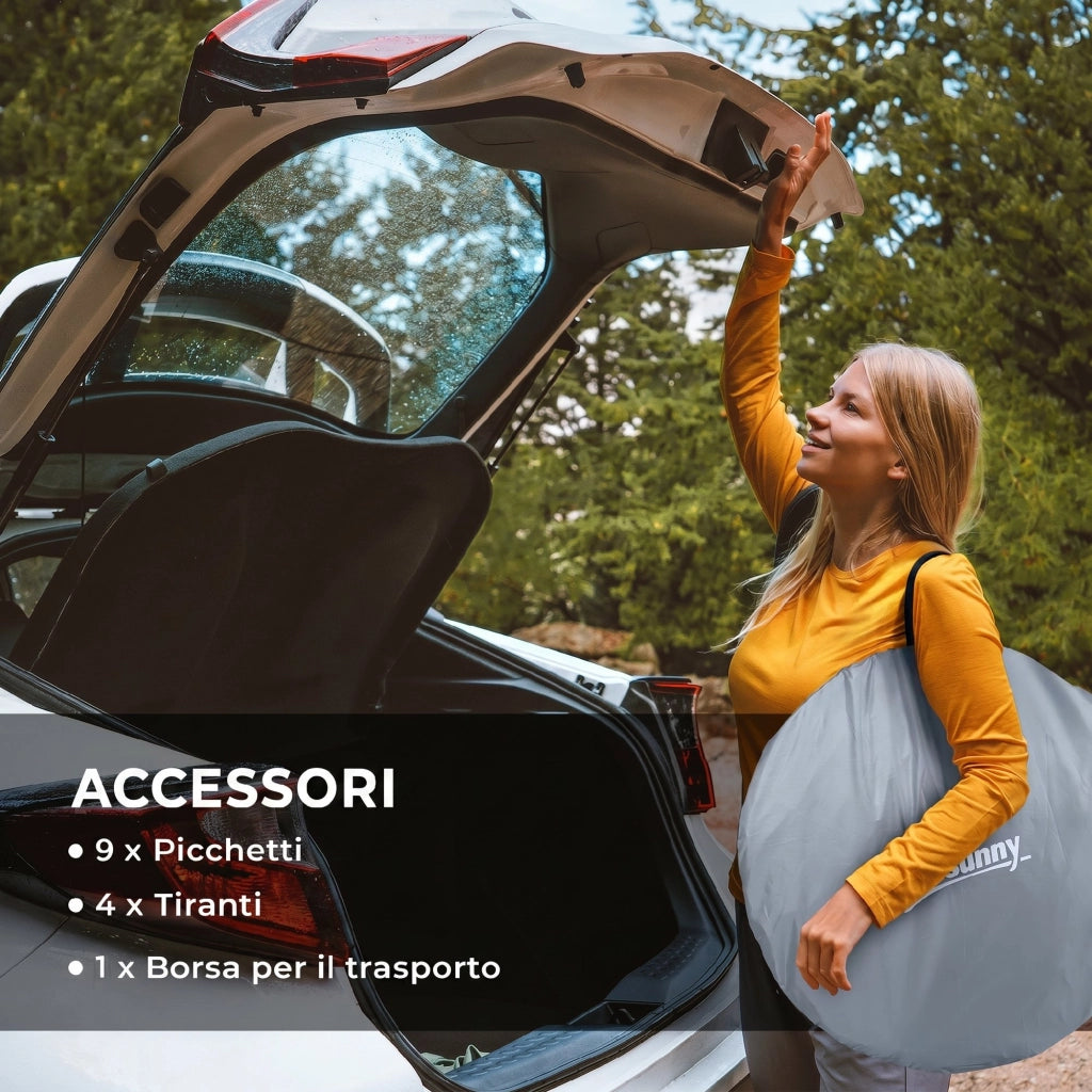 Tenda da Campeggio Pop-Up Impermeabile ¨C Xylo ¨C 245x148x105 cm, Grigio, con Borsa