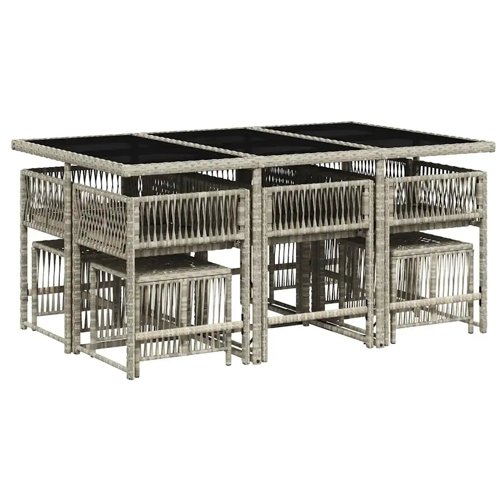 Set Pranzo Giardino 11pz con Cuscini Grigio Chiaro Polyrattan 3211511