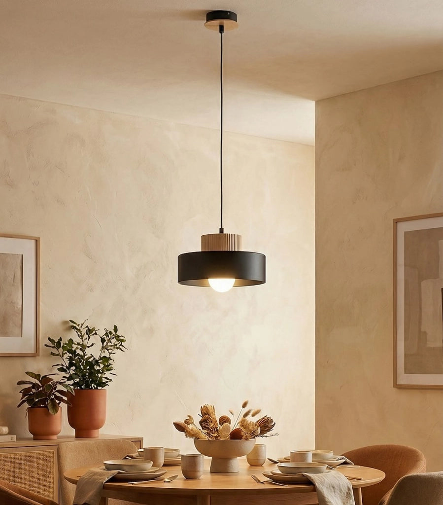 Lampadario KIVI Japandi nero E27 doppio paralume Emibig